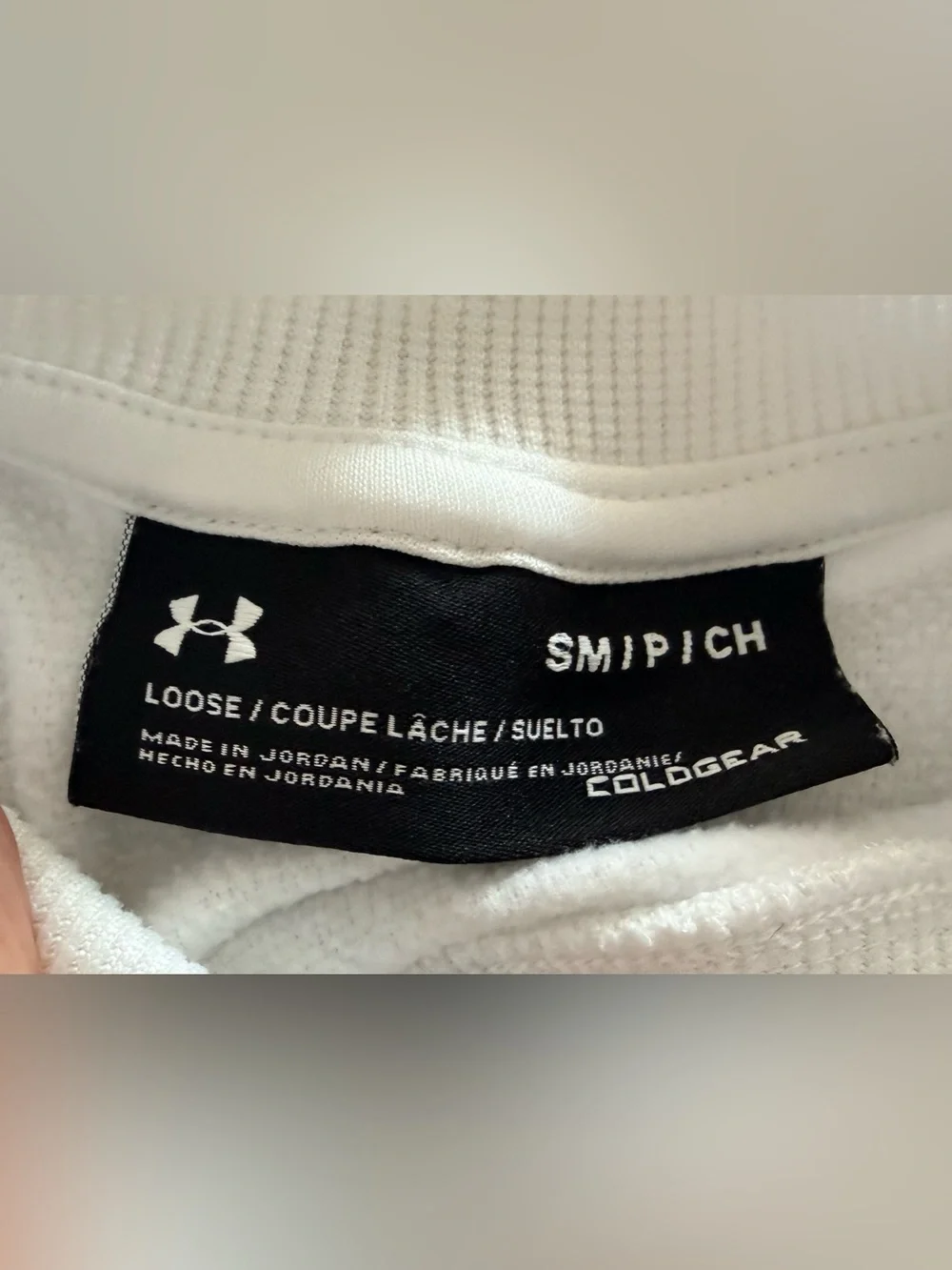 Under Armour White Crewneck Sweatshirt with Large Outline Logo
